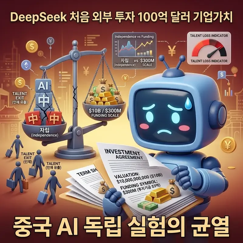 DeepSeek 첫 외부 투자 100억 달러 기업가치 중국 AI 독립 실험의 균열