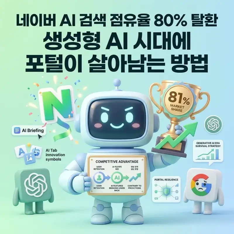 네이버 AI 검색 점유율 80% 탈환 생성형 AI 시대에 포털이 살아남는 방법